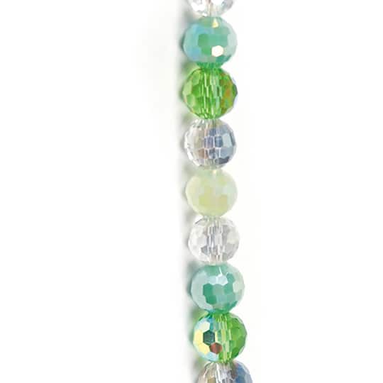 Jesse James Beads 8mm Round Green Mix Faceted Beads